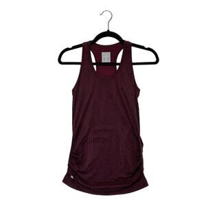 Athleta Speedlight Racerback Tank Top Women's Sz XS Burgundy Ruching Classic